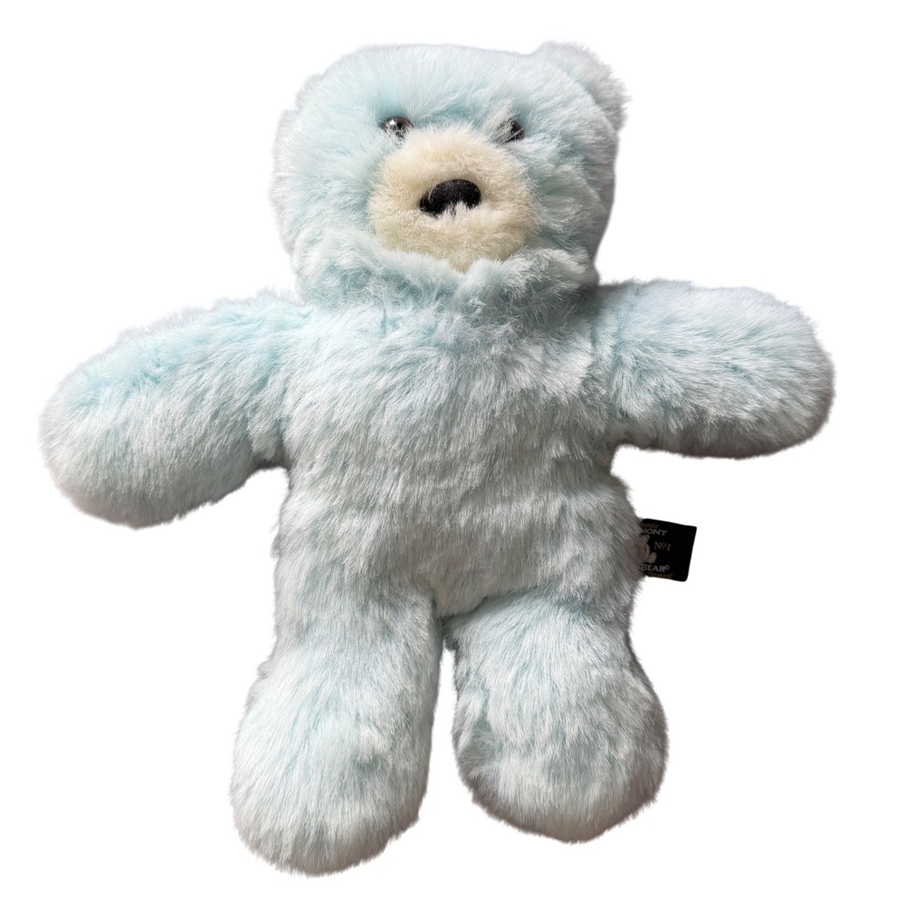 Vermont Teddy Bear Light Blue Plush Stuffed Animal 15 Inch Handcrafted USA Flat